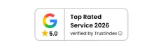 Google rating 5.0, Top Rated Service 2026, verified by Trustindex